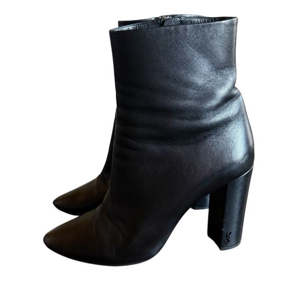 Saint Laurent Lou 95 Black Leather Ankle Boots Modern Sleek Minimal EU 40 US 10